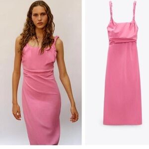 Zara Twisted Strappy Ruched Midi Dress